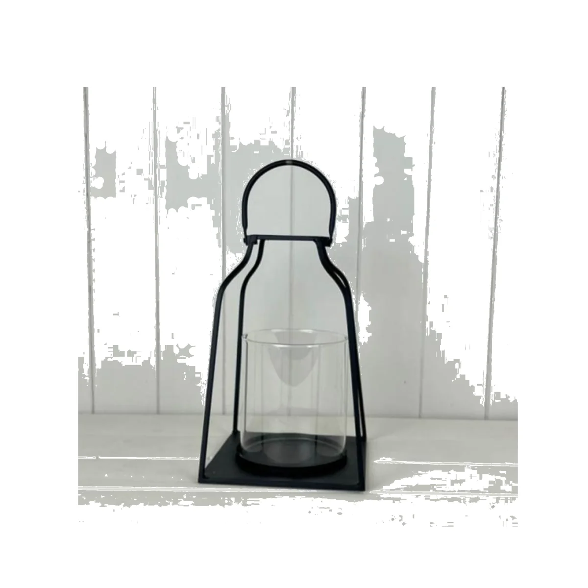 Stylish Black Metal Lantern for Home Décor Accent - Black