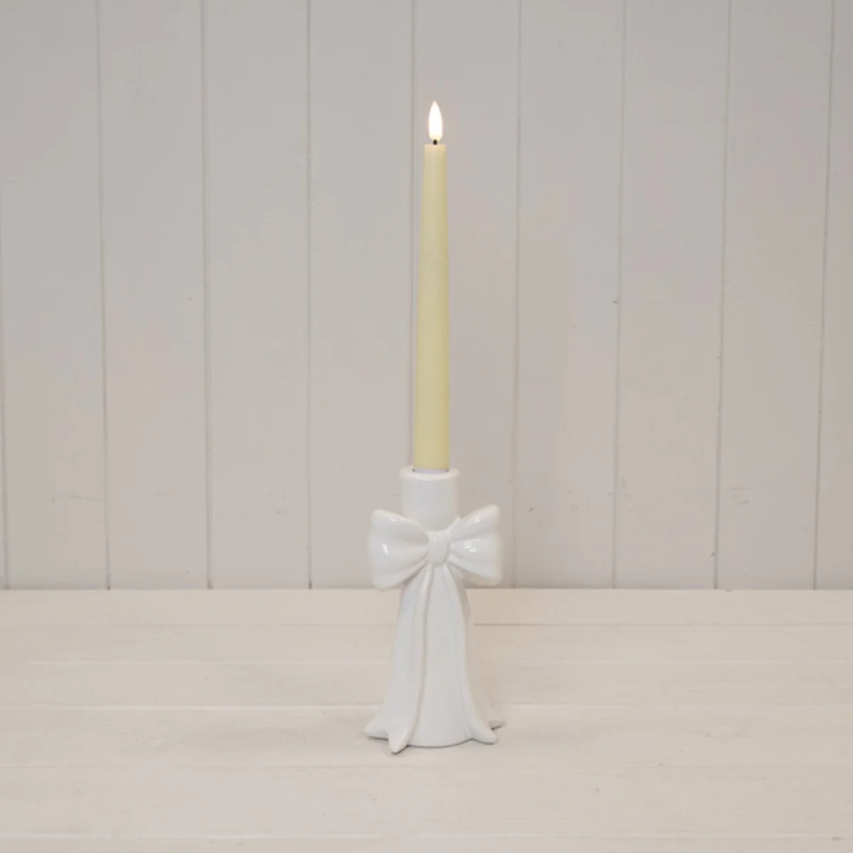 White Tall Draping Bow Candle Holder - White – image 2