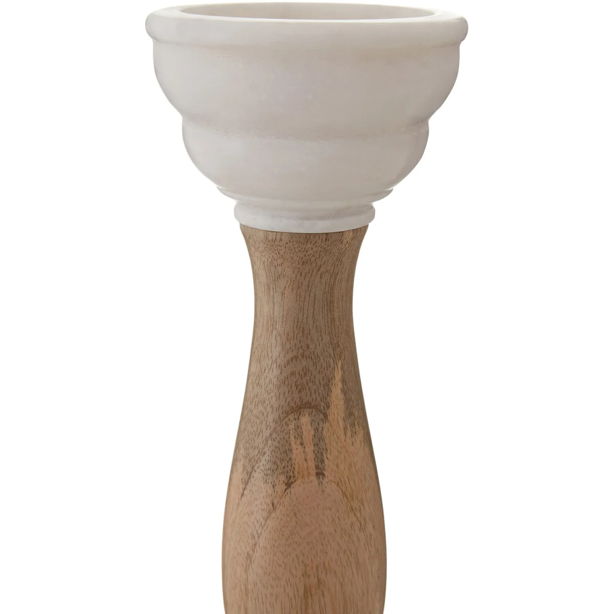 Sena White Marble and Mango Wood Candle Holder - White, Natural – image 2