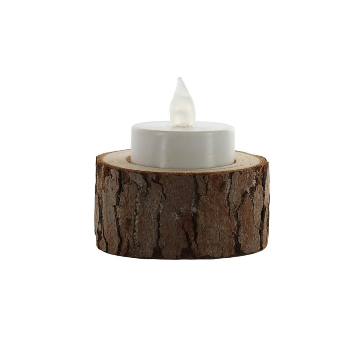 Wooden LED Tealight Holder 2 Pack - Brown – image 2