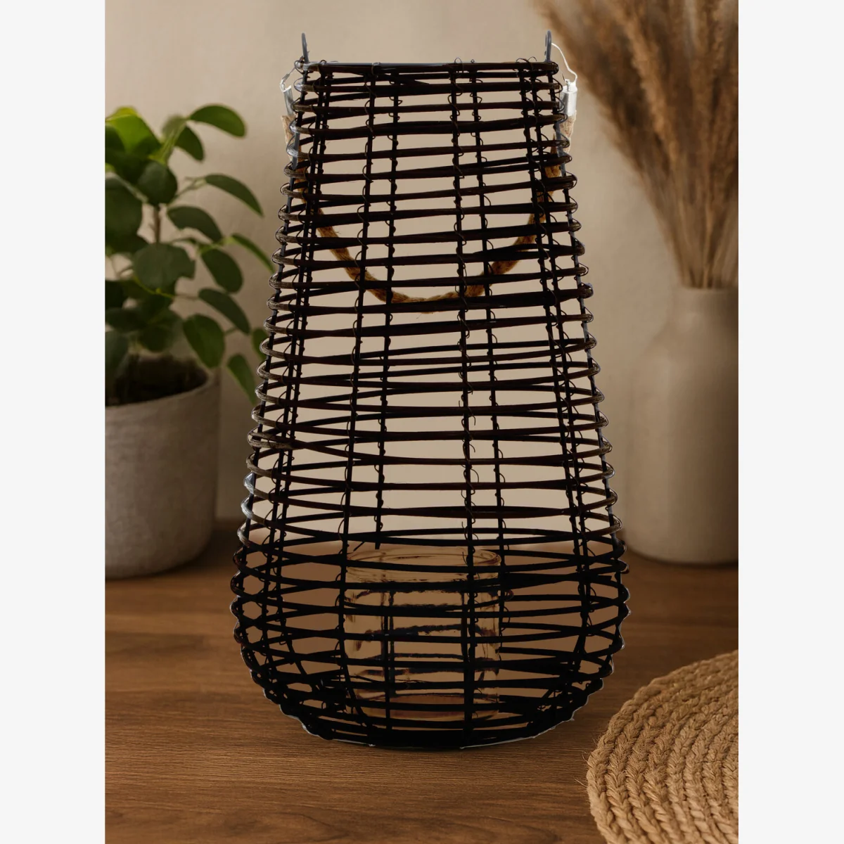 Lentigo Large Black Rattan Lantern – image 1