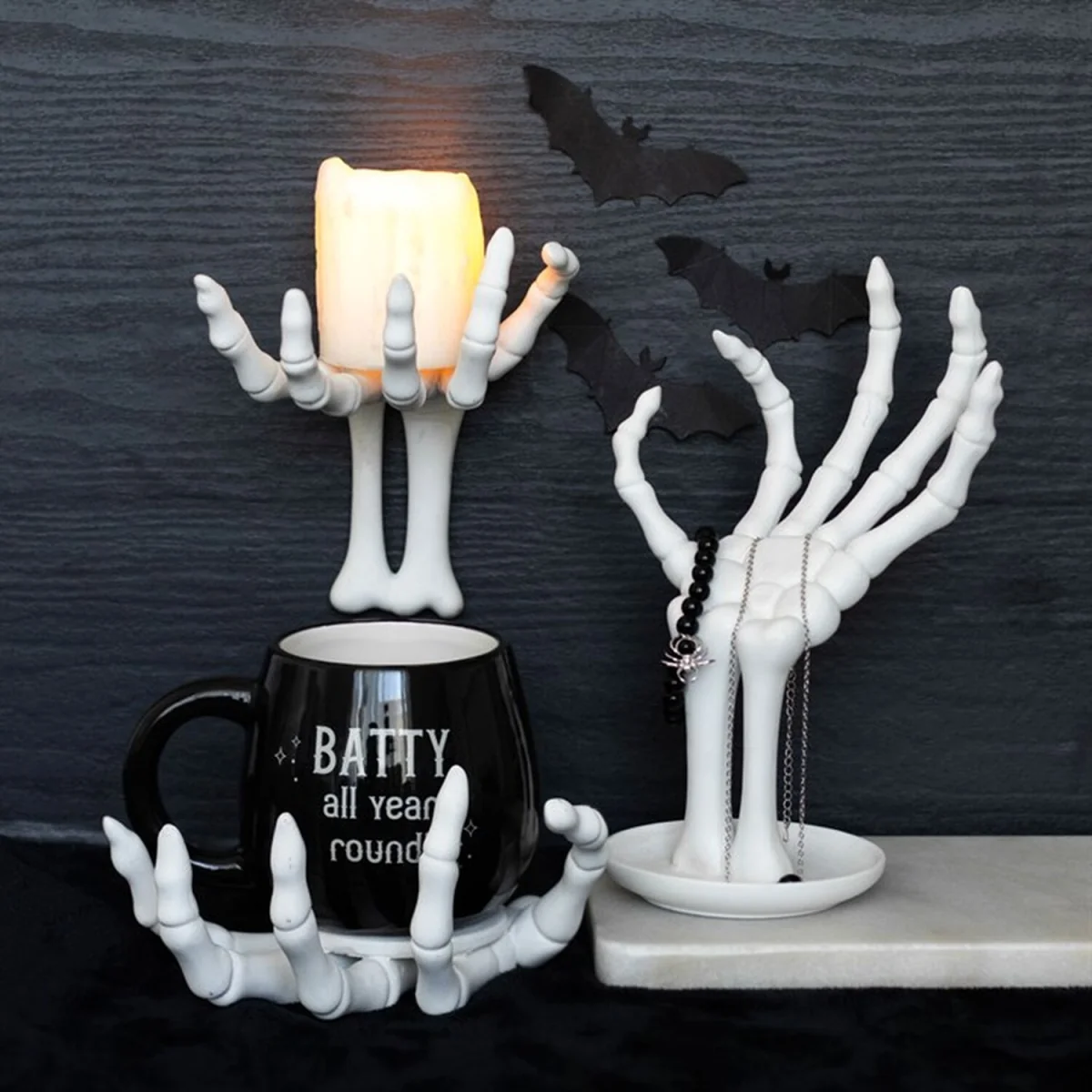 Skeleton Hand Coaster And Candle Holder Set - White – image 5