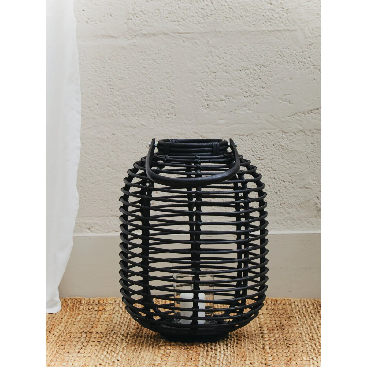 Mataram Tall Black Natural Rattan Lantern - Black – image 3