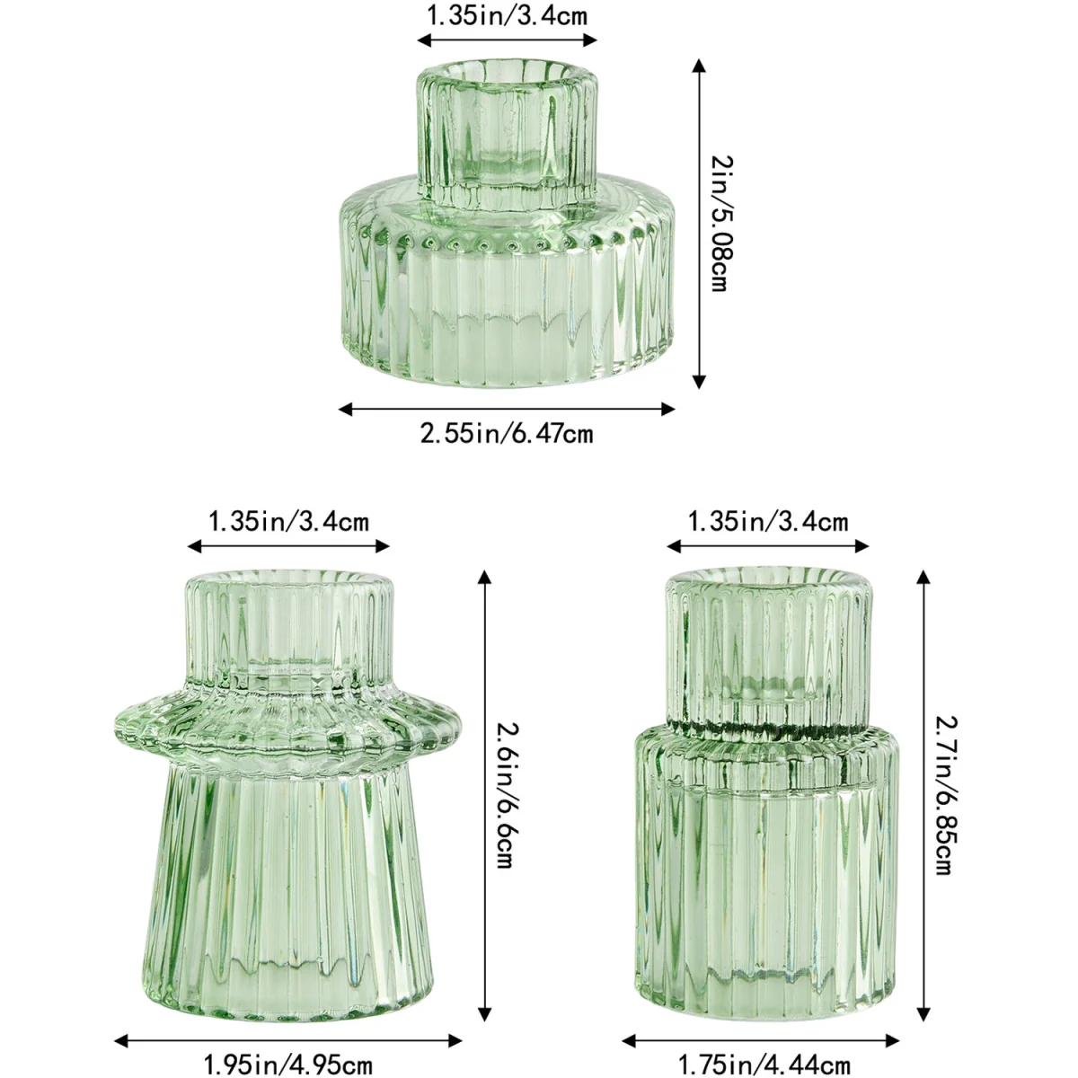 Lifeideas Set of 6 Glass Candle Holders - Green – image 2