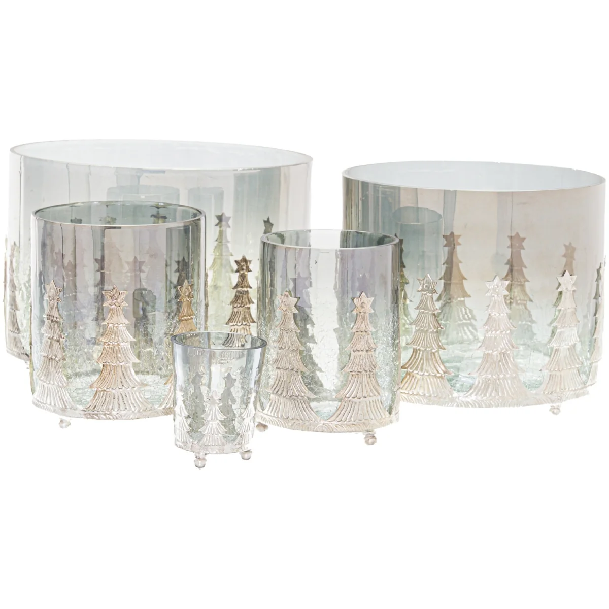 Crackled Christmas Tree Candle Holder3 - Silver – image 2