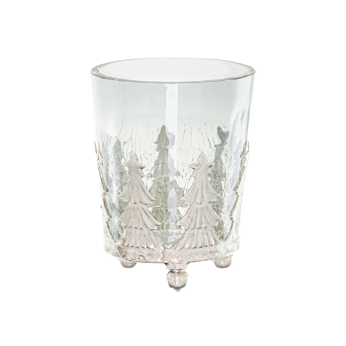 Crackled Christmas Tree Candle Holder3 - Silver – image 1