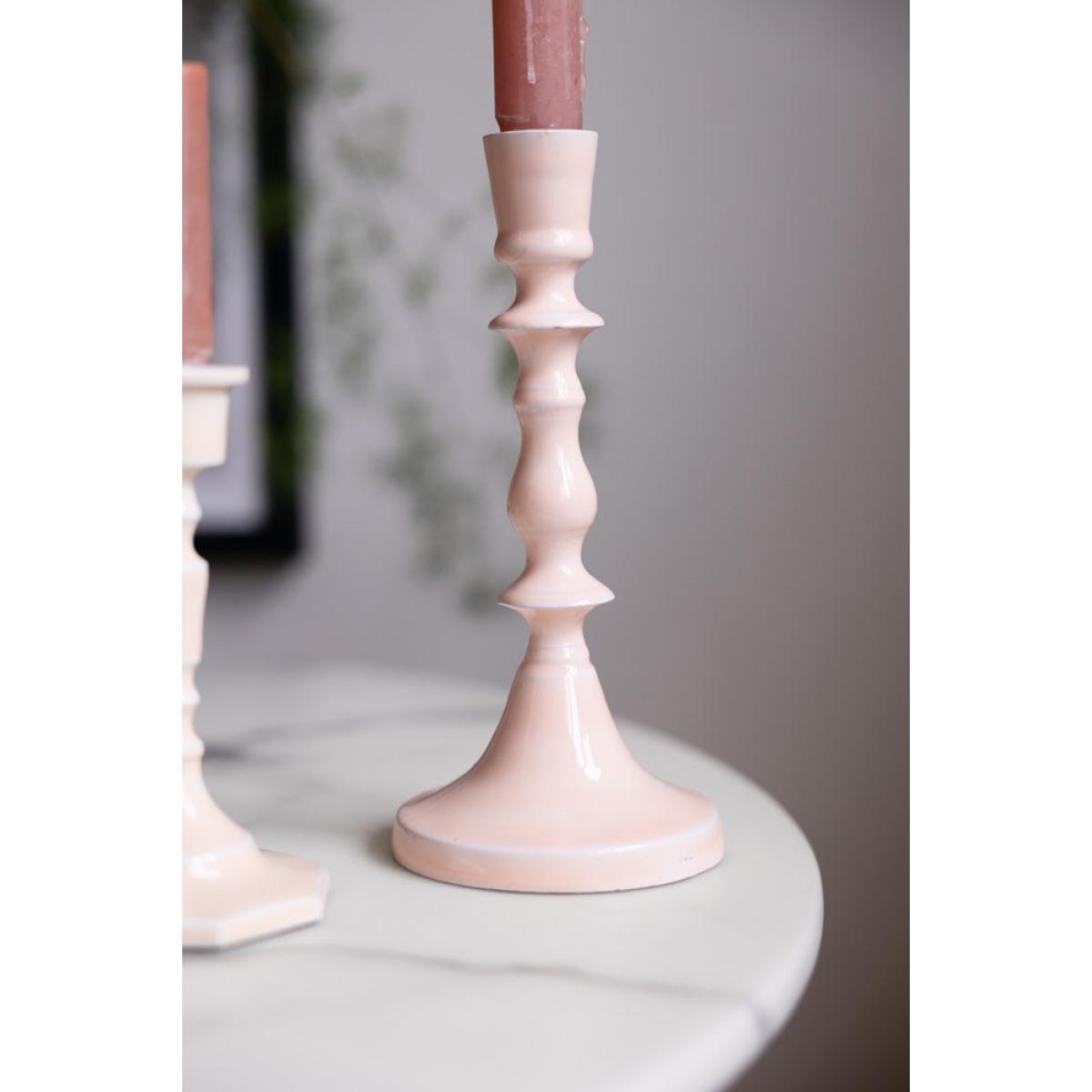 Pink Enamel Cast Style Candlestick Holder - 2 Sizes Available – image 4