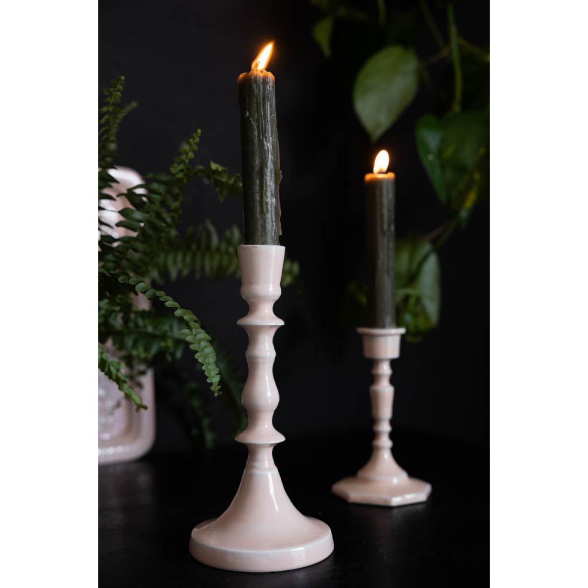Pink Enamel Cast Style Candlestick Holder - 2 Sizes Available – image 5