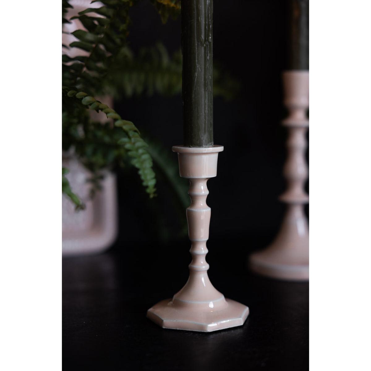 Pink Enamel Cast Style Candlestick Holder - 2 Sizes Available – image 6
