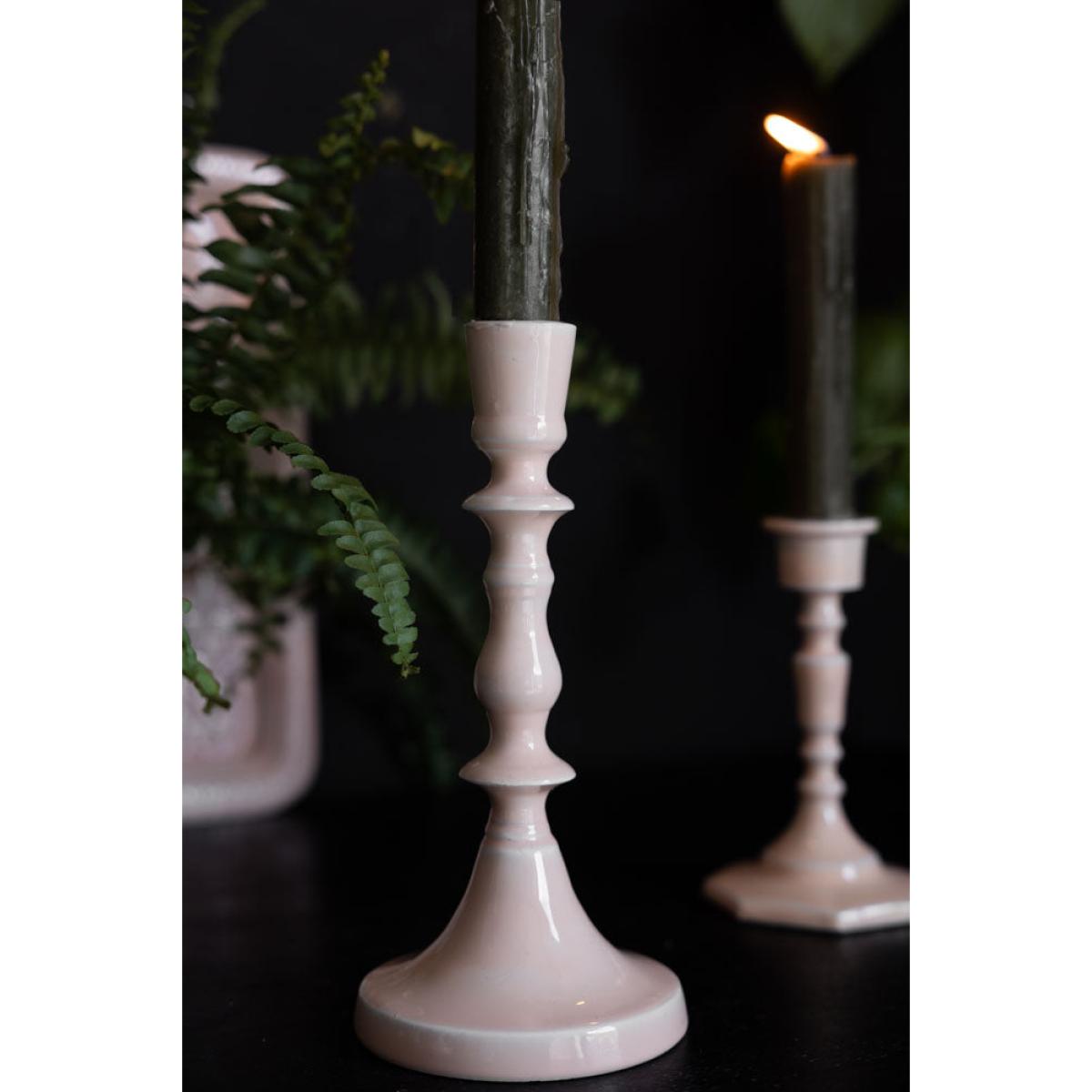 Pink Enamel Cast Style Candlestick Holder - 2 Sizes Available – image 7