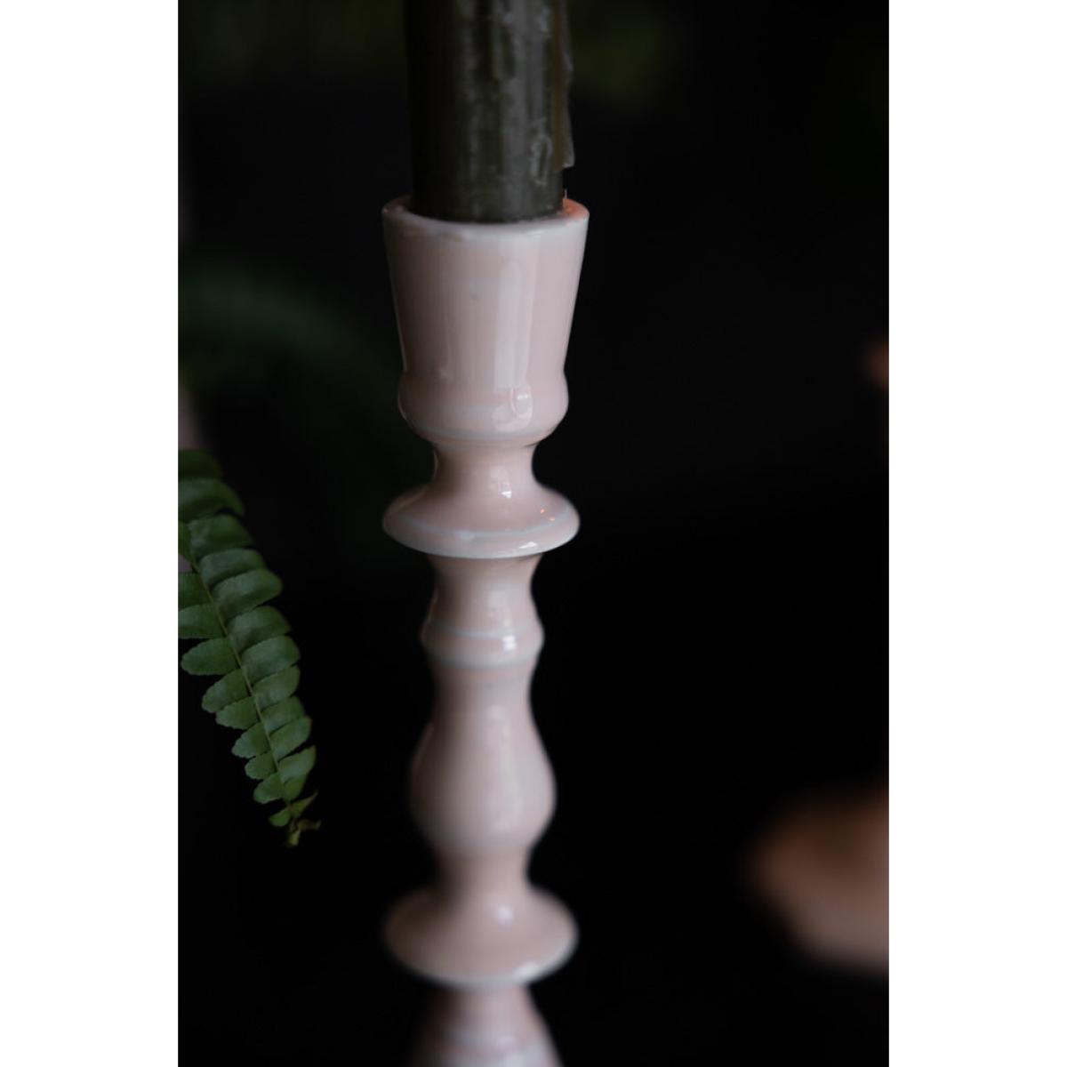 Pink Enamel Cast Style Candlestick Holder - 2 Sizes Available – image 8