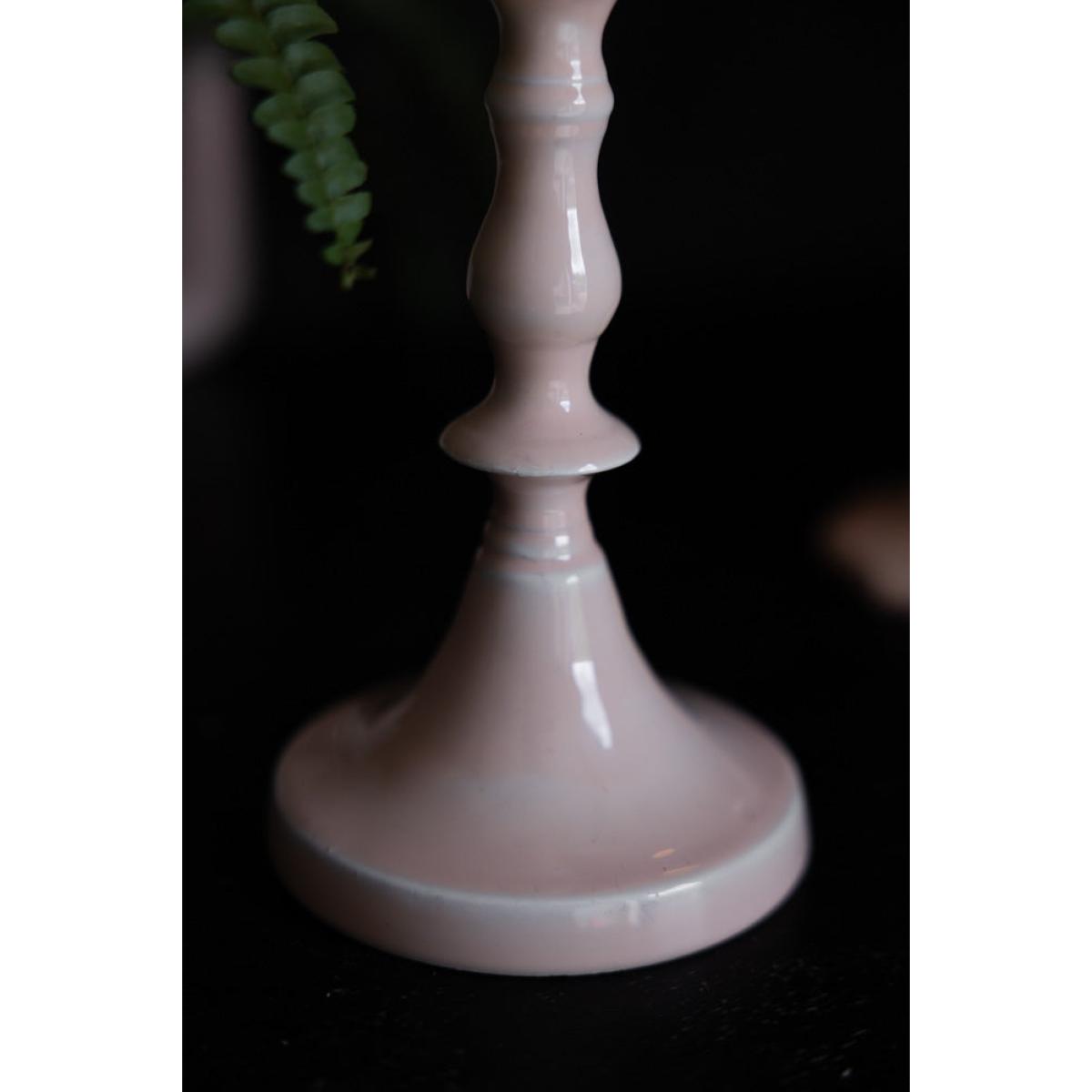 Pink Enamel Cast Style Candlestick Holder - 2 Sizes Available – image 9