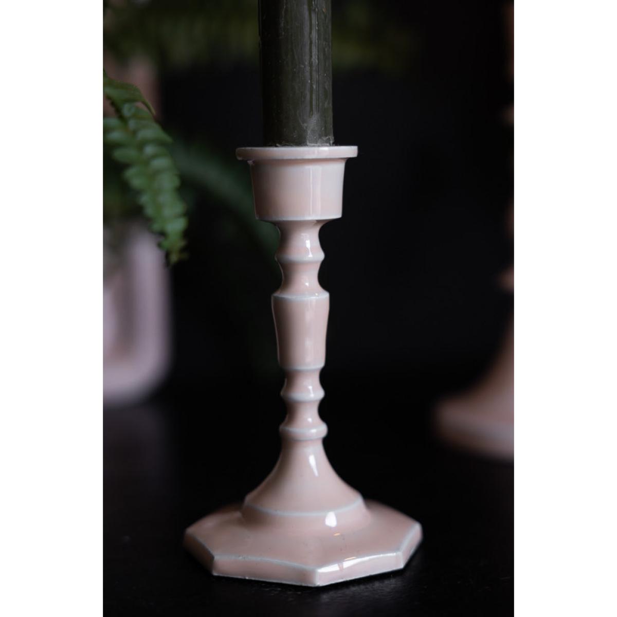 Pink Enamel Cast Style Candlestick Holder - 2 Sizes Available – image 10