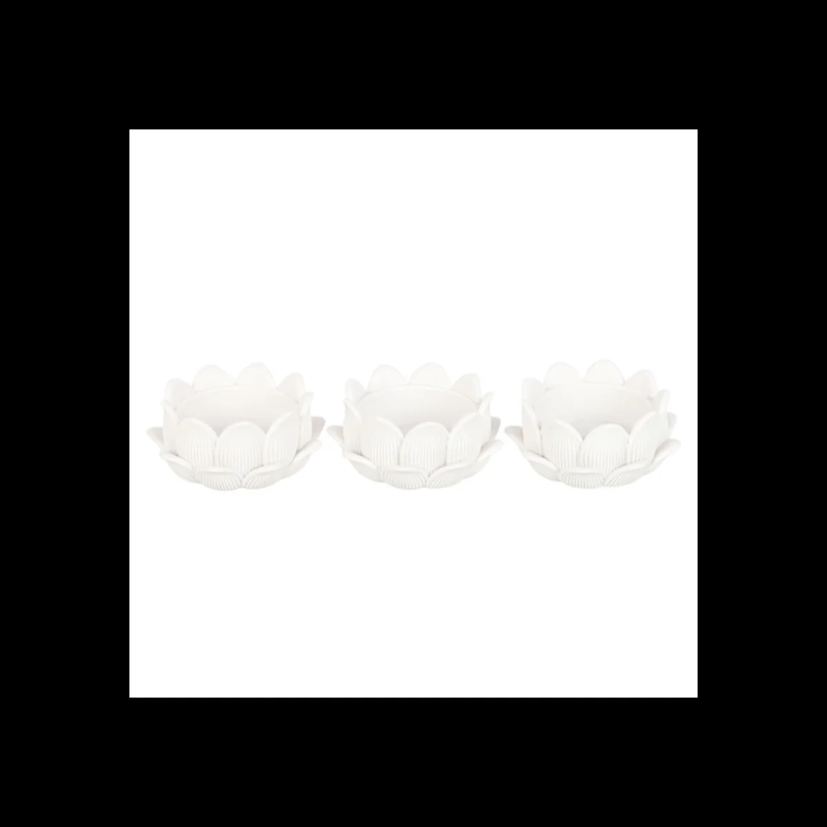 Set of 3 White Lotus Flower Resin Tealight Holders - White – image 2