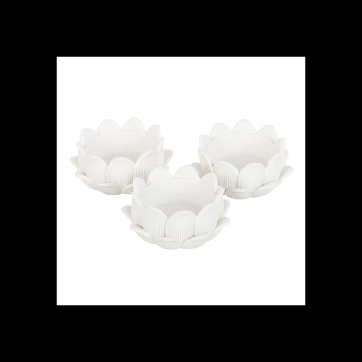 Set of 3 White Lotus Flower Resin Tealight Holders - White – image 3