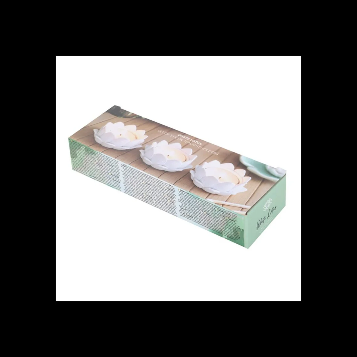 Set of 3 White Lotus Flower Resin Tealight Holders - White – image 4