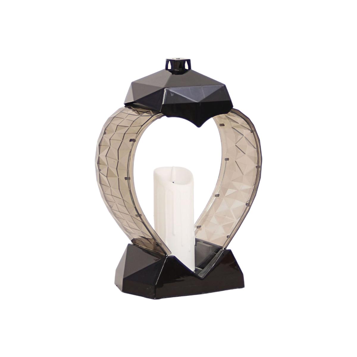 Large Heart Shaped Memorial Grave Lantern - Decoration Ornament - Black (Paraffin) / Paraffin candle