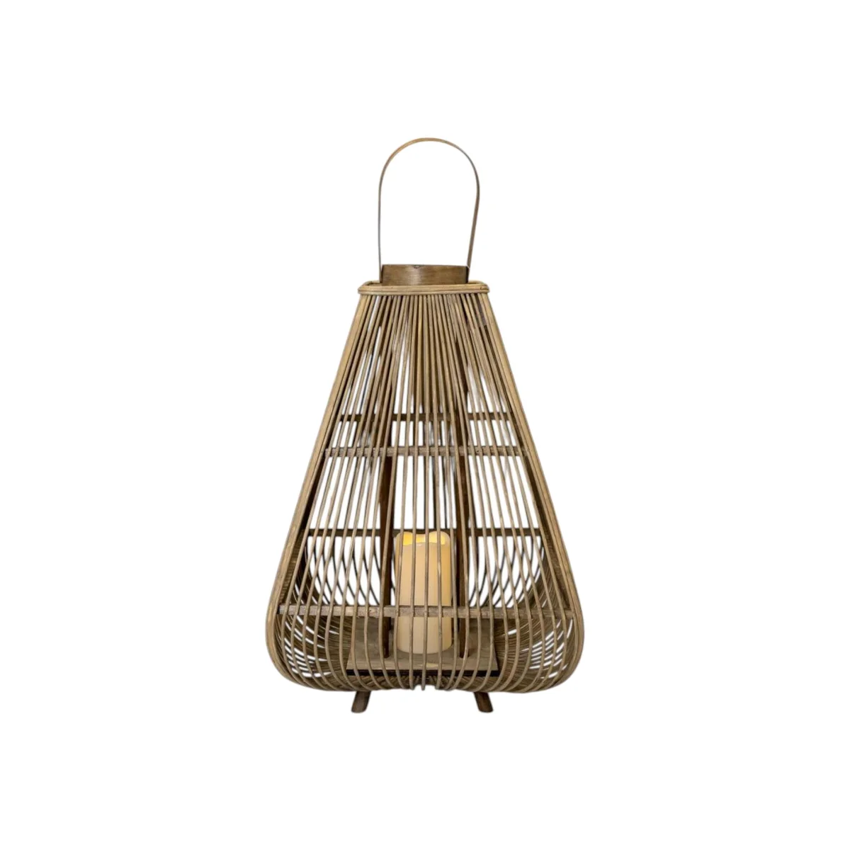 Extra Large Bamboo Lantern with LED Candle - Brown – image 1