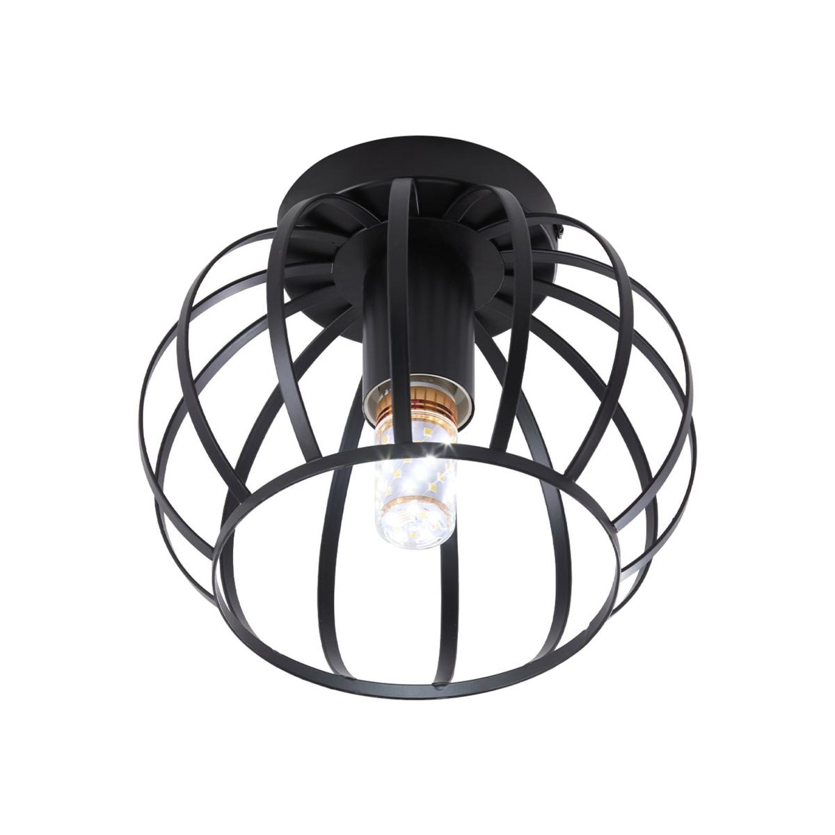 Livingandhome Metal Lantern Shape Ceiling Light - Black