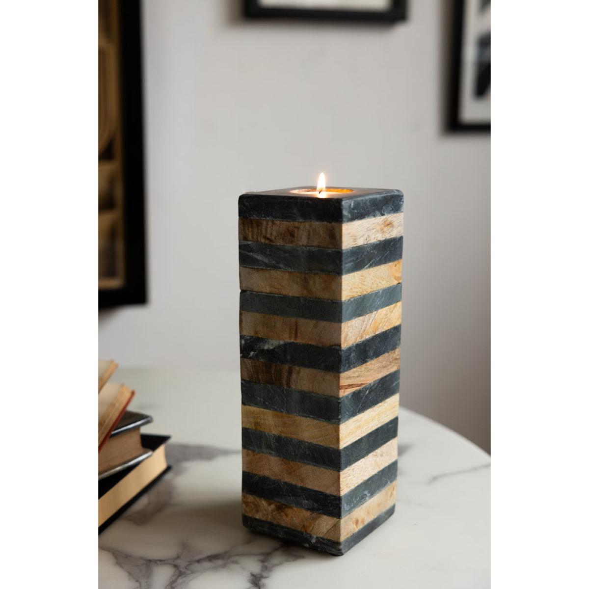 Wood & Slate Tealight Holder – image 2