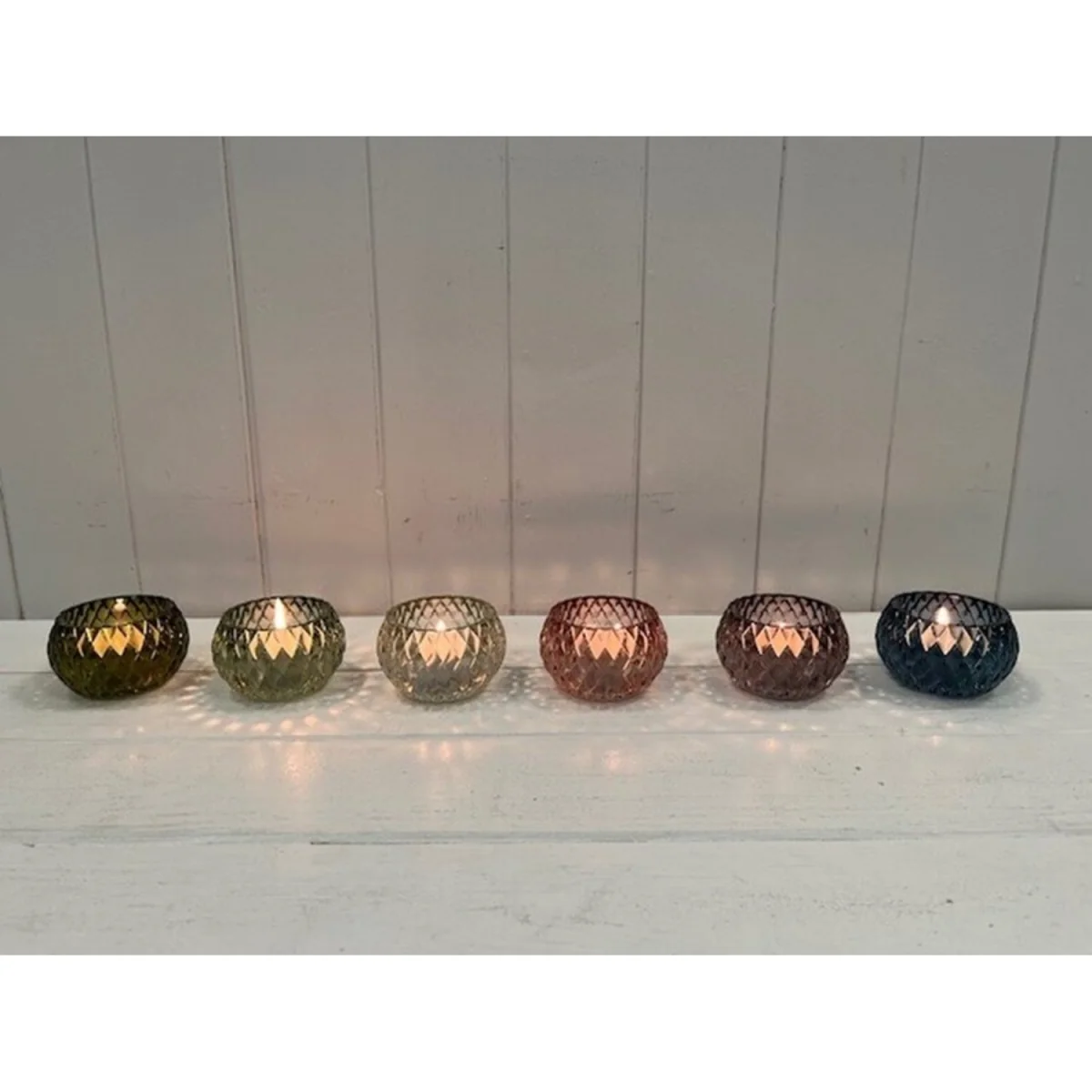 Smokey Brown Diamond Pattern Tealight Holder - Brown – image 2