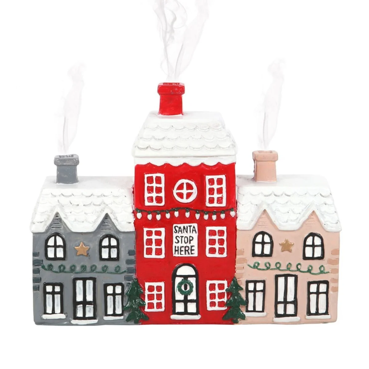 Something Different Village Christmas Incense Cone Holder - Pink/Red/Grey – image 2