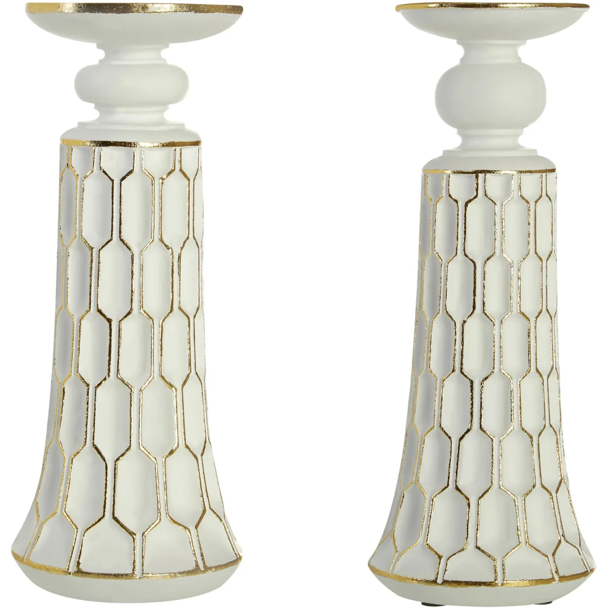 Honeycomb Large Candle Holder - Gold, White – image 2