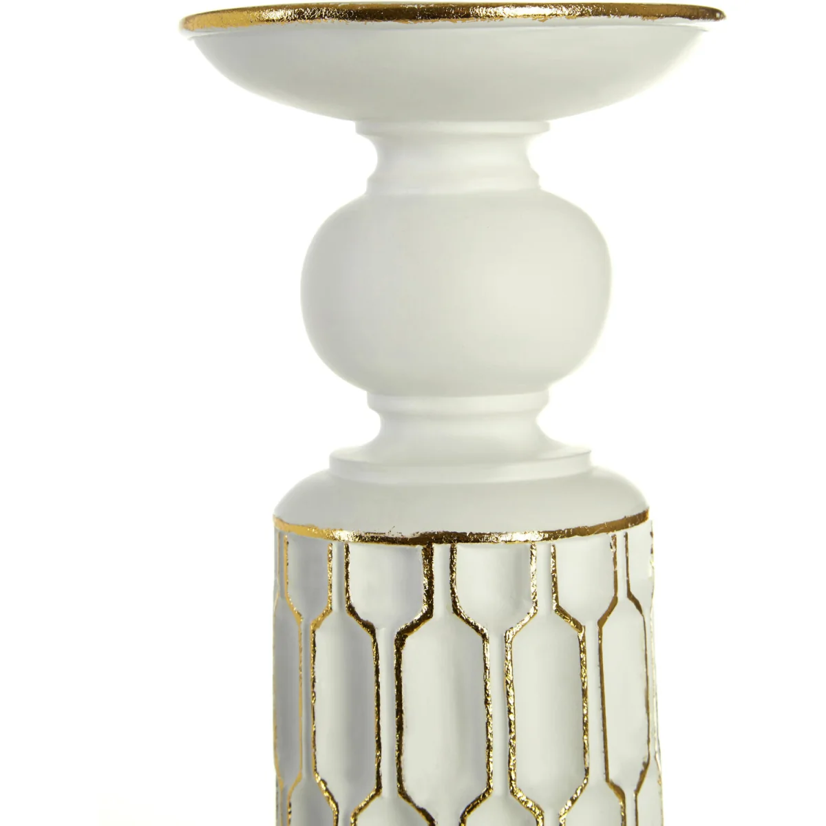 Honeycomb Large Candle Holder - Gold, White – image 4