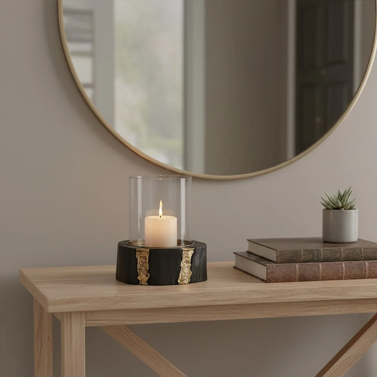 Asamra Small Hurricane Candle Holder - Black, Black – image 1