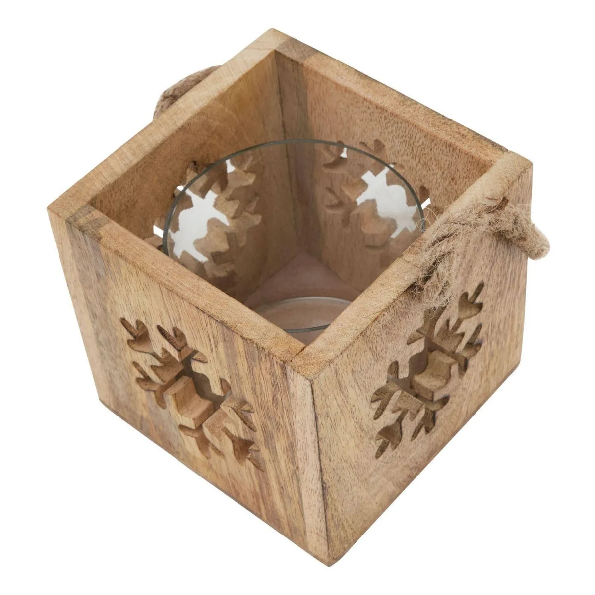 Hill Interiors Wooden Snowflake Tealight Holder - Brown – image 3