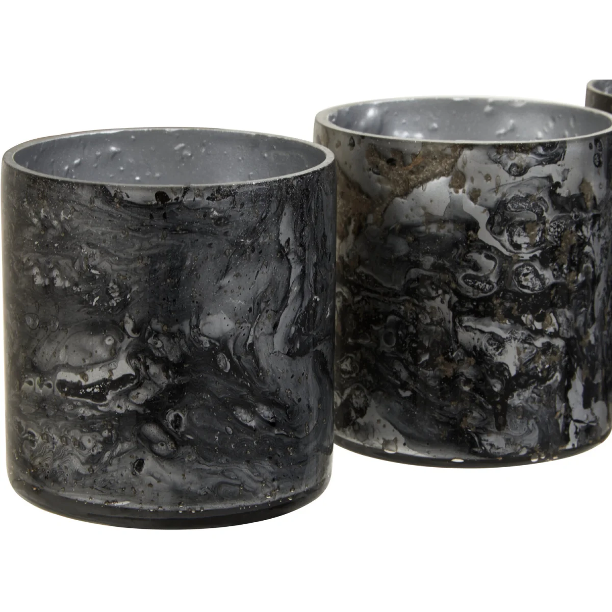 Garan Set Of 3 Grey Marble Effect Tealight Holders - Multi colour – image 4