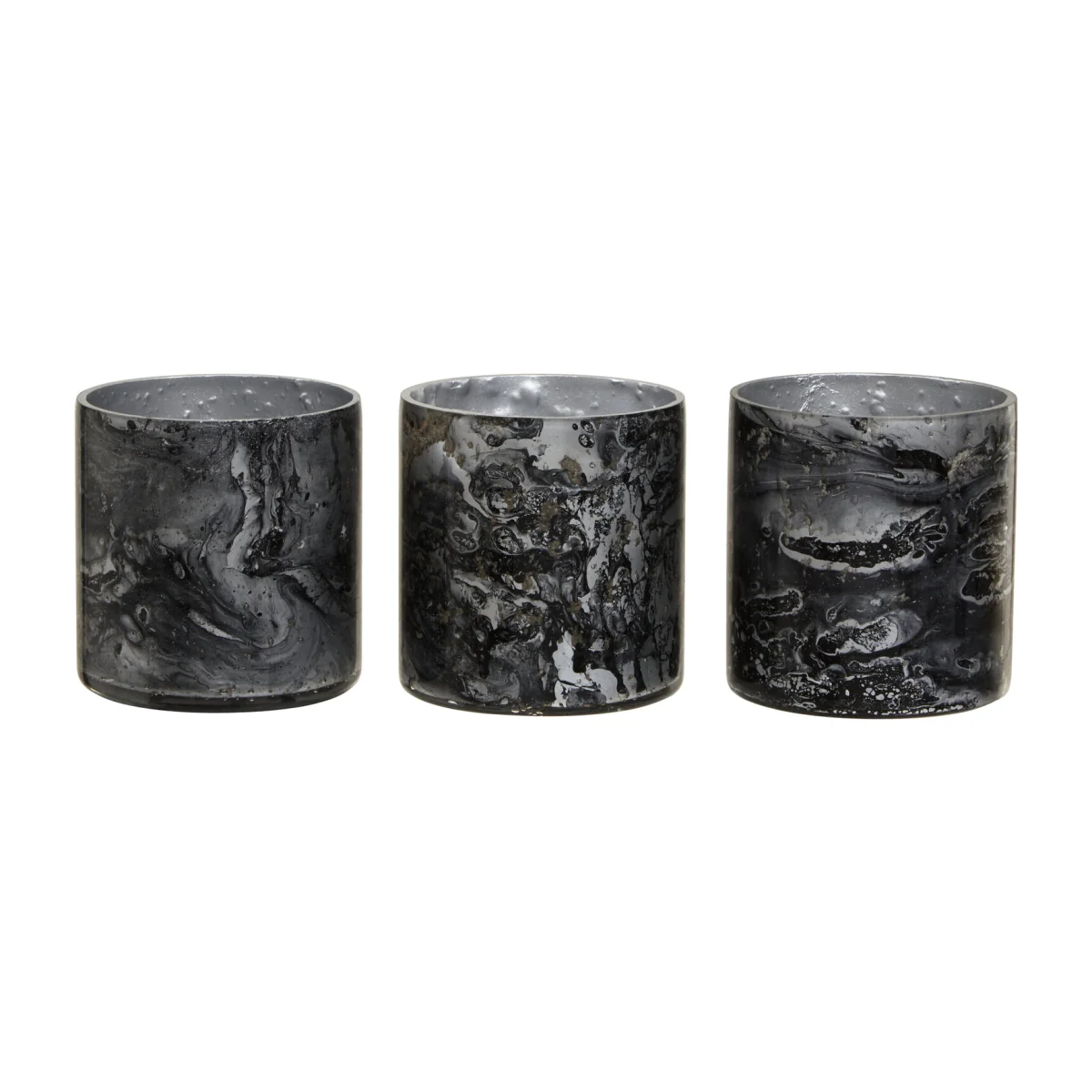 Garan Set Of 3 Grey Marble Effect Tealight Holders - Multi colour – image 1