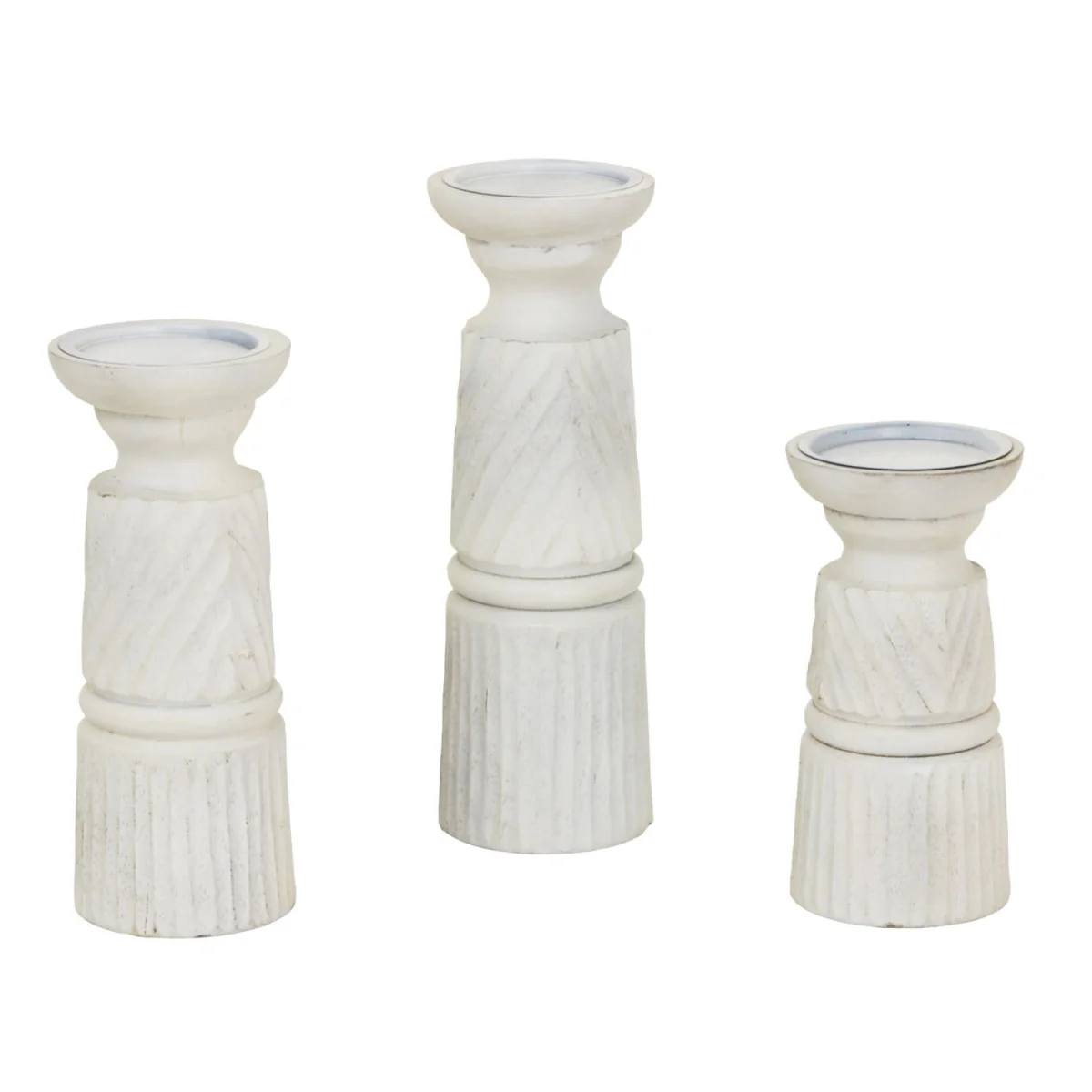 Hill Interiors Carved Candle Holder - White – image 2