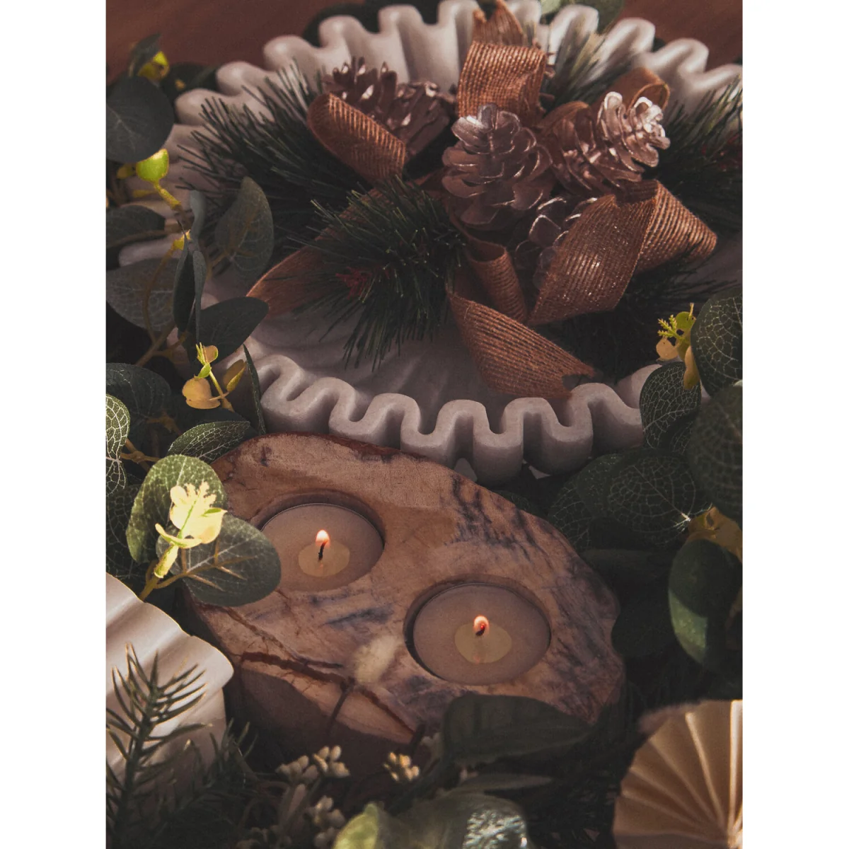 Relic Petrified Wood Double Candle Holder - White – image 5