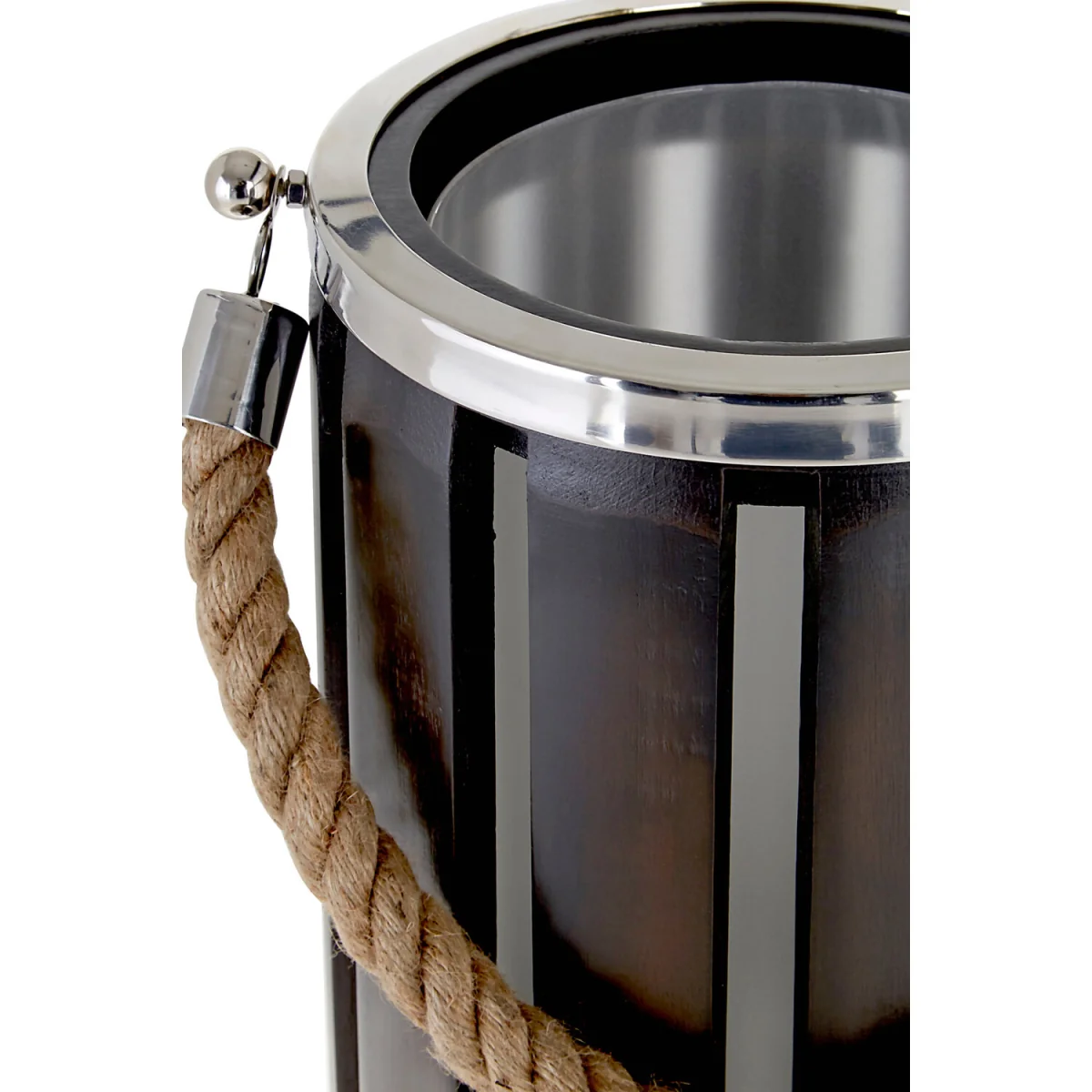 Hampstead Small Glass And Wood Candle Holder. - Silver, Natural – image 4
