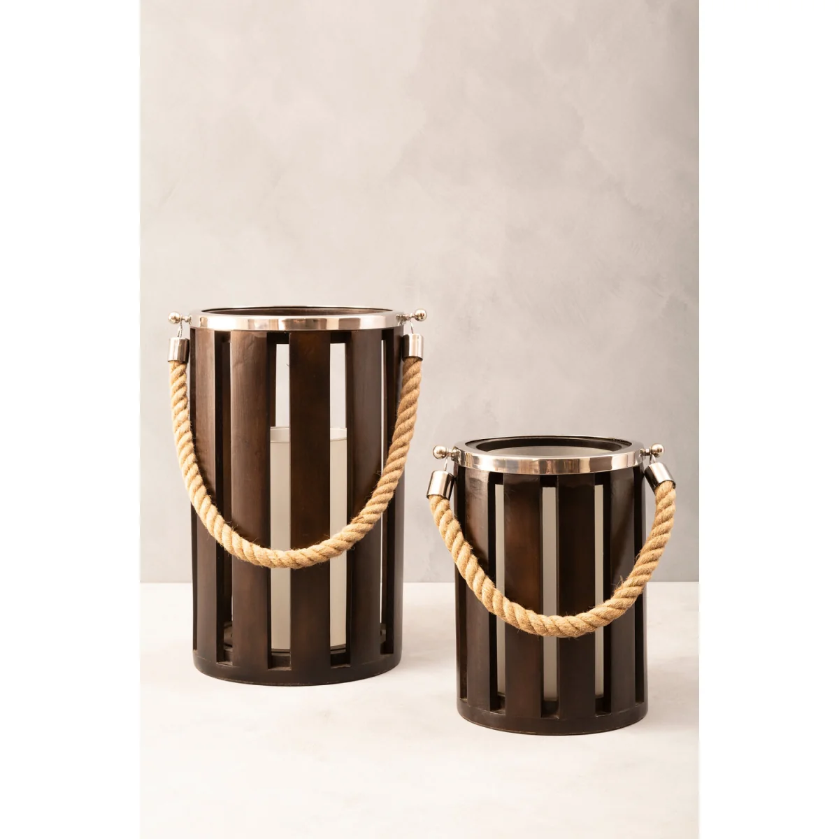 Hampstead Small Glass And Wood Candle Holder. - Silver, Natural – image 5