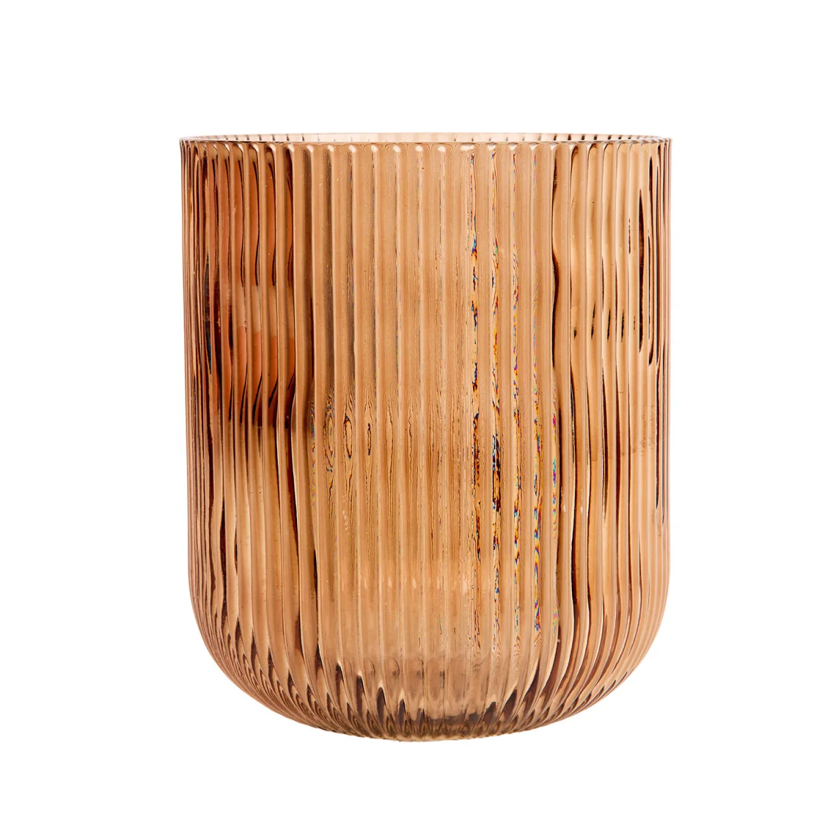 Glass Ribbed Candle Holder - Mocha – image 2