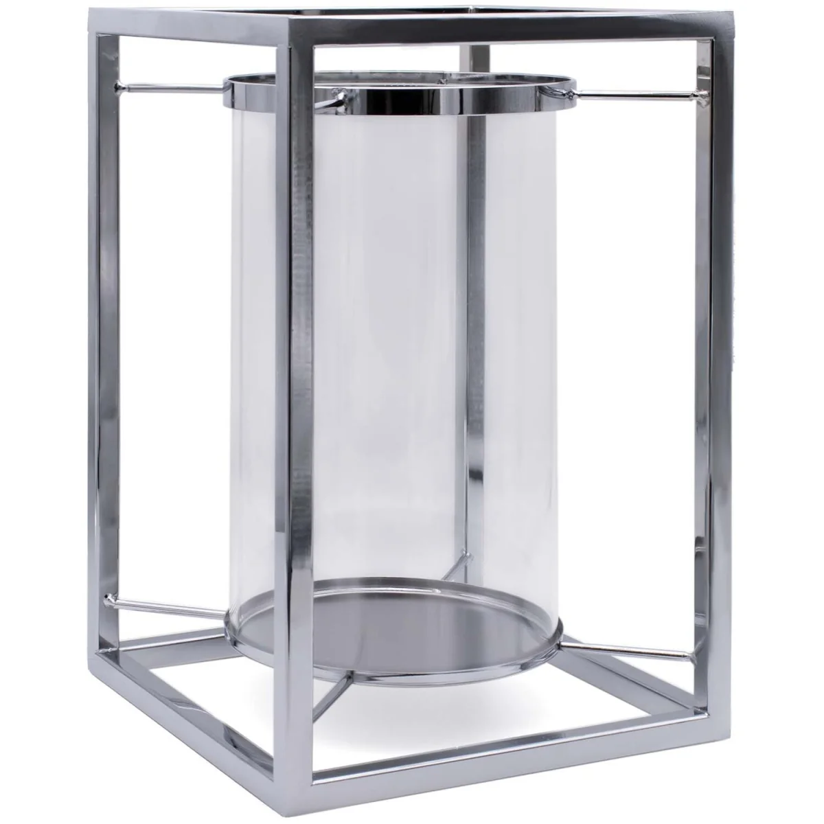 Modern Silver Hurricane Lamp Tea Light Candle Holder - Silver – image 4