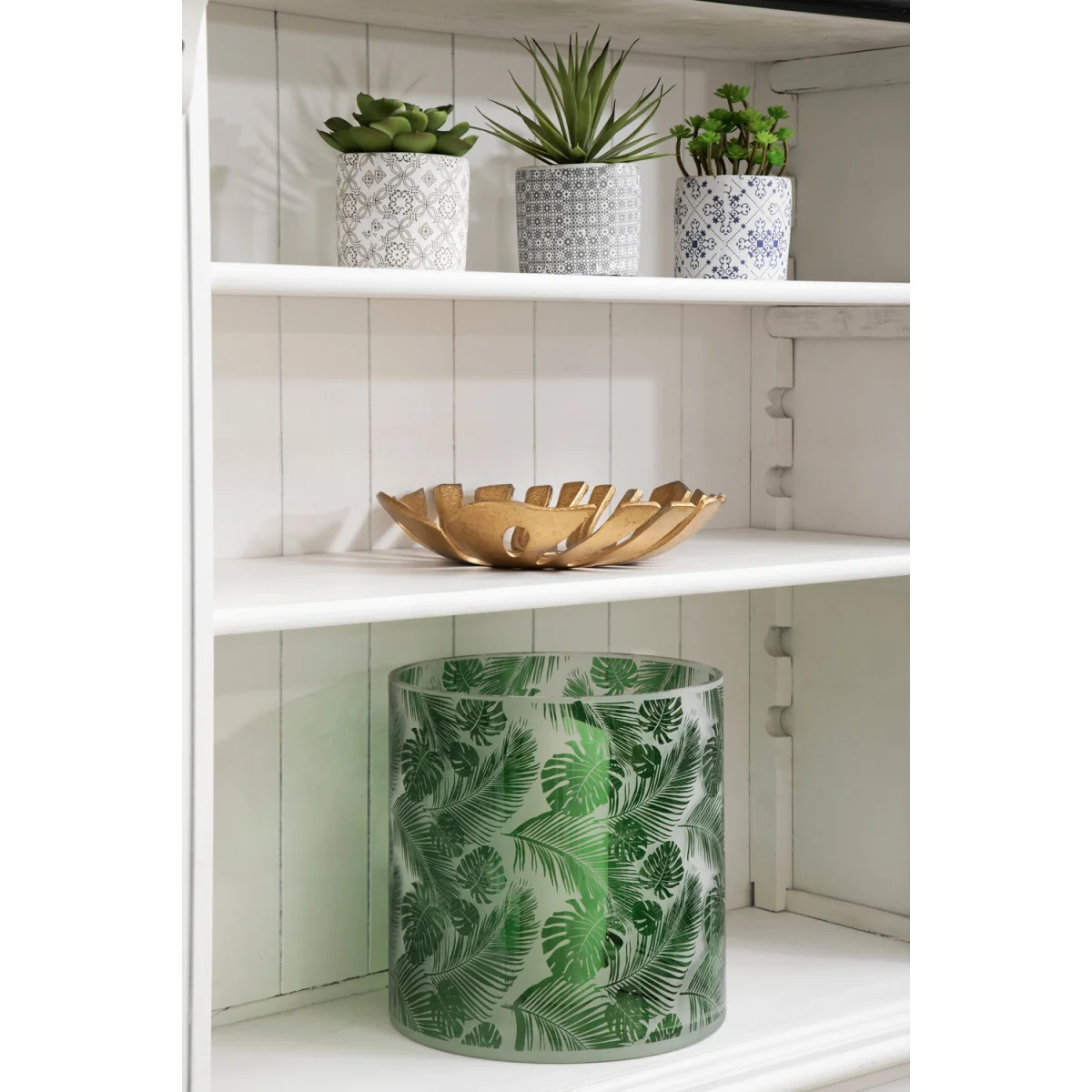 Botanical Large Hurricane Candle Holder - Green – image 2