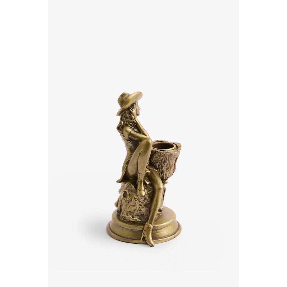 Gold Cowgirl Candlestick Holder – image 2