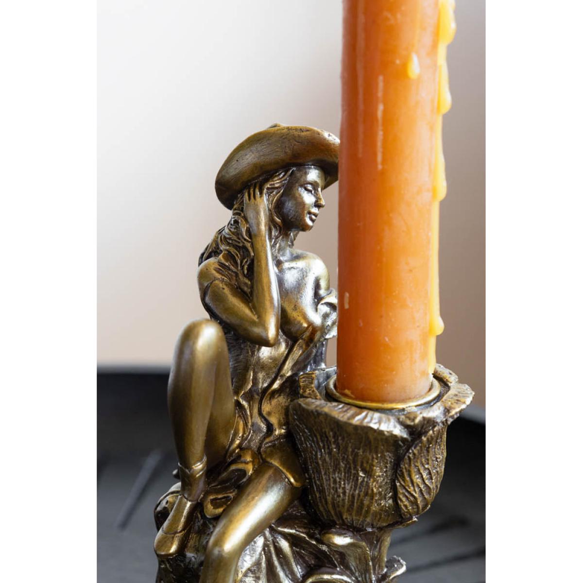 Gold Cowgirl Candlestick Holder – image 3