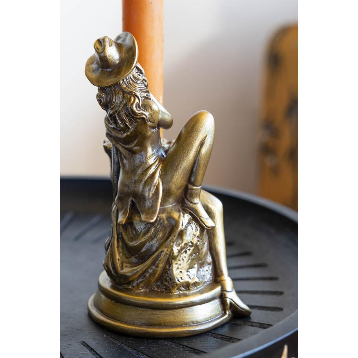 Gold Cowgirl Candlestick Holder – image 4