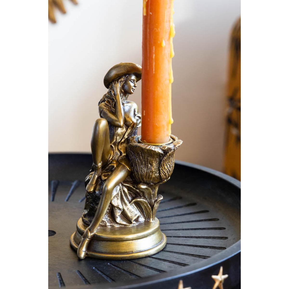 Gold Cowgirl Candlestick Holder – image 5