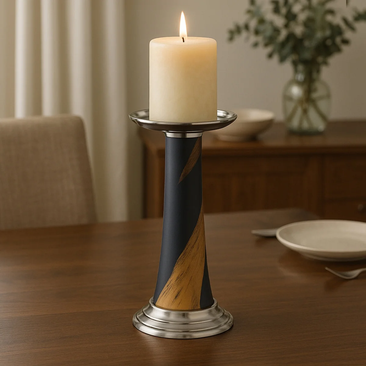 Alma Blue And Gold Candle Holder - Gold, Blue – image 1