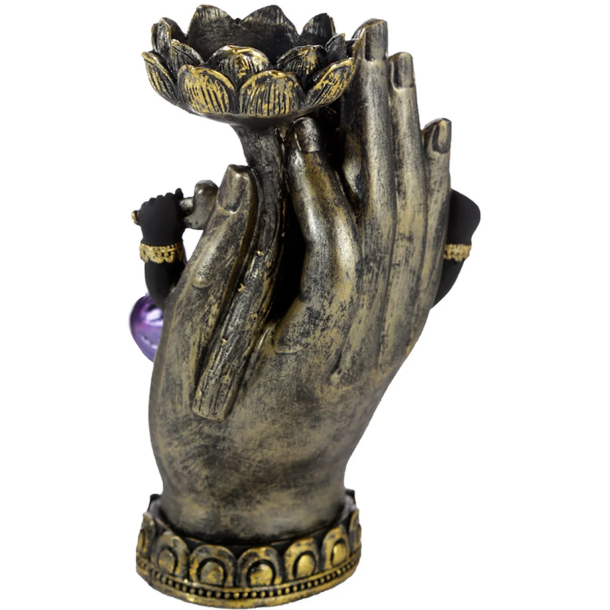 Tea Light Candle Holder - Lotus Ganesh - Black – image 3