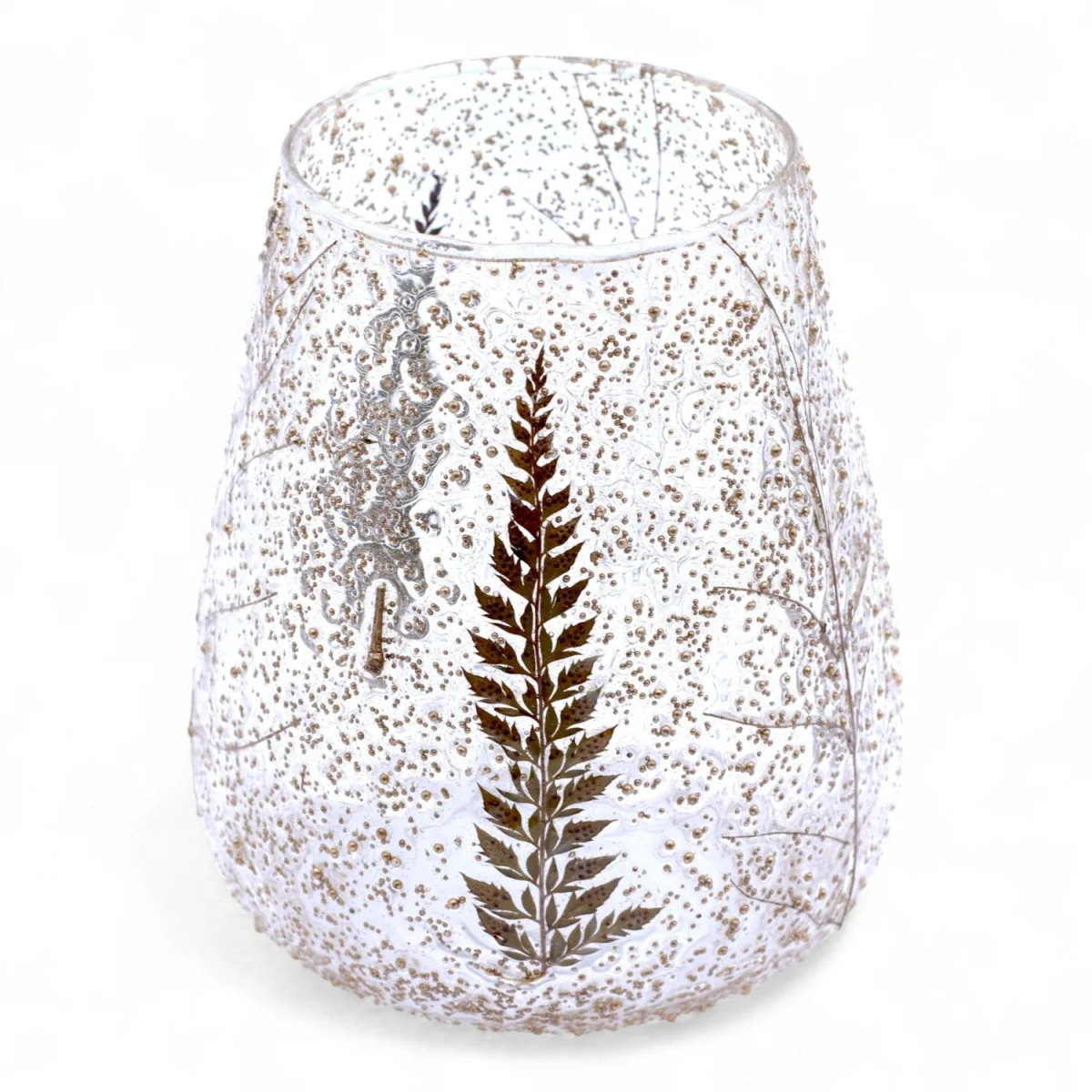 Natural Floral Glass Candle Holder Large Bowl Pino - Natural – image 3