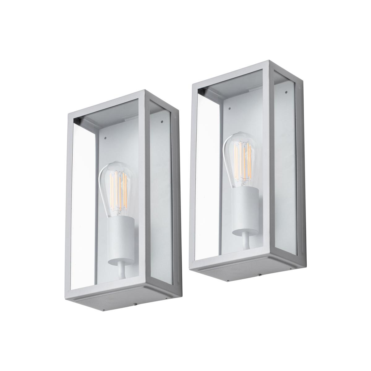 2 Pack of Mersey Outdoor Lantern Wall Lights - Silver