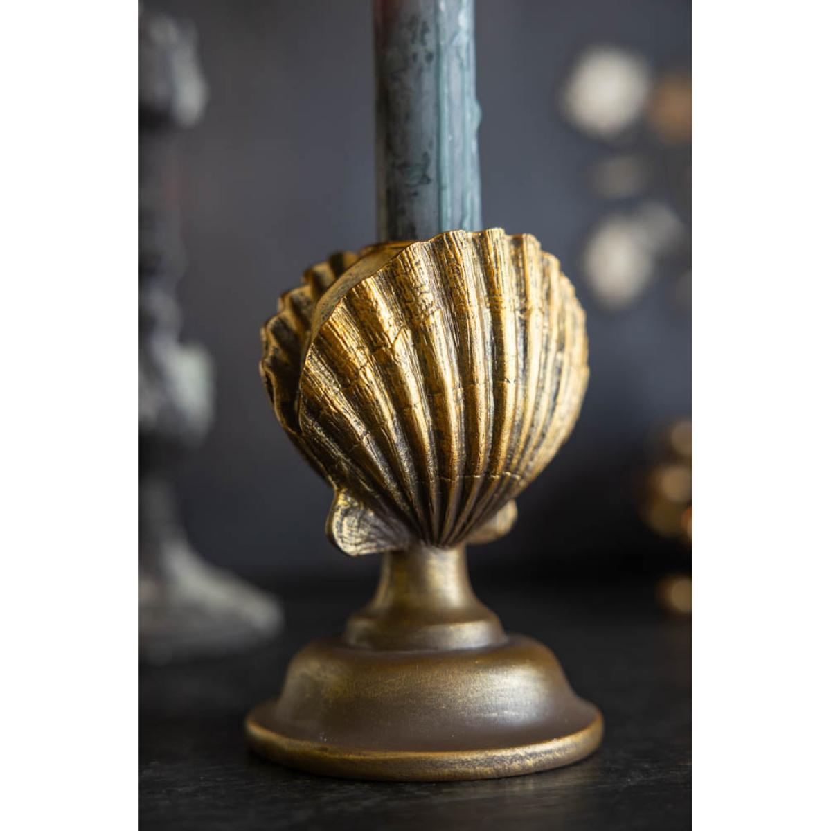 Gold Clam Shell Candlestick Holder – image 3
