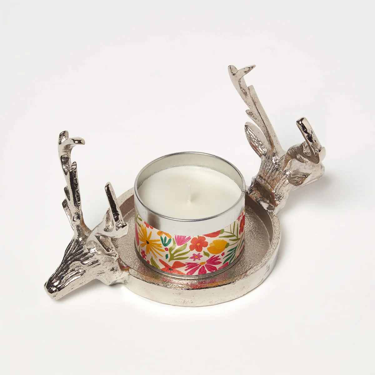 Silver Reindeer Double Stag Candle Holder - Silver – image 2