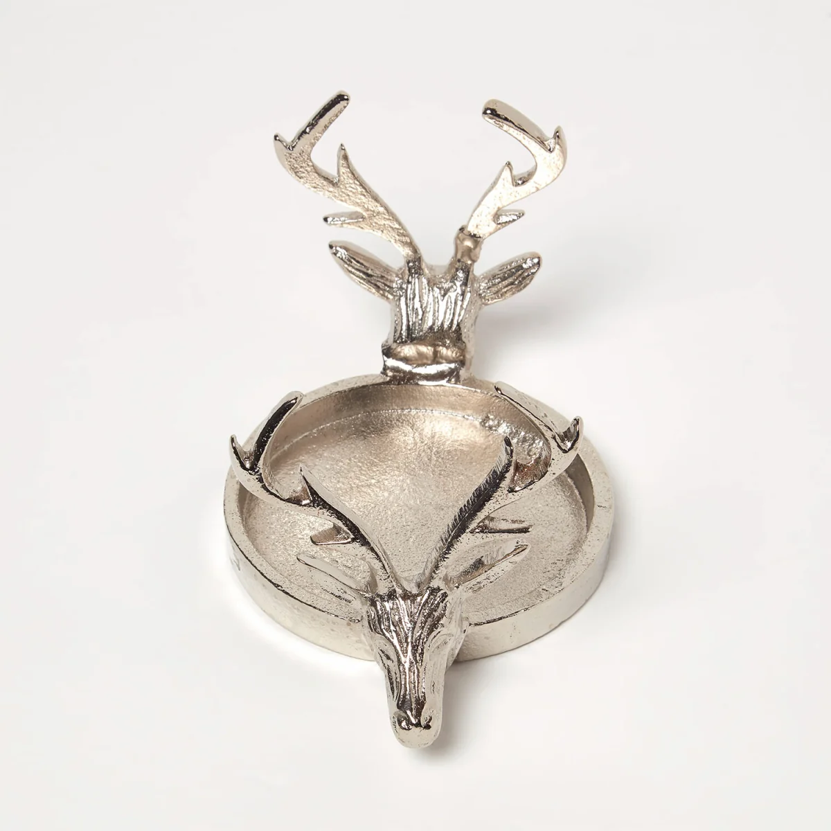Silver Reindeer Double Stag Candle Holder - Silver – image 3